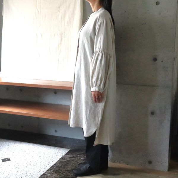リネンチュニック ボリューム袖 大人ナチュラルコーデ