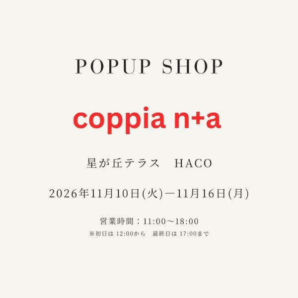 2026年11月10日火曜日から11月16日月曜日まで星が丘テラス「ハコ」にてポップアップショップを開催するお知らせのポスター画像。営業時間は11時から18時までとの記載をしています。